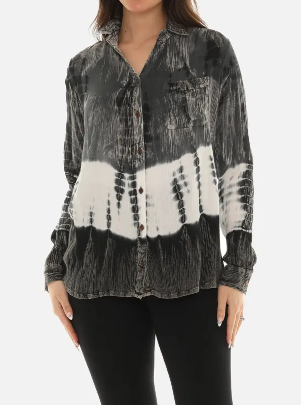Tie Dye Button Down Women's Shirt sold by Charming Charlie