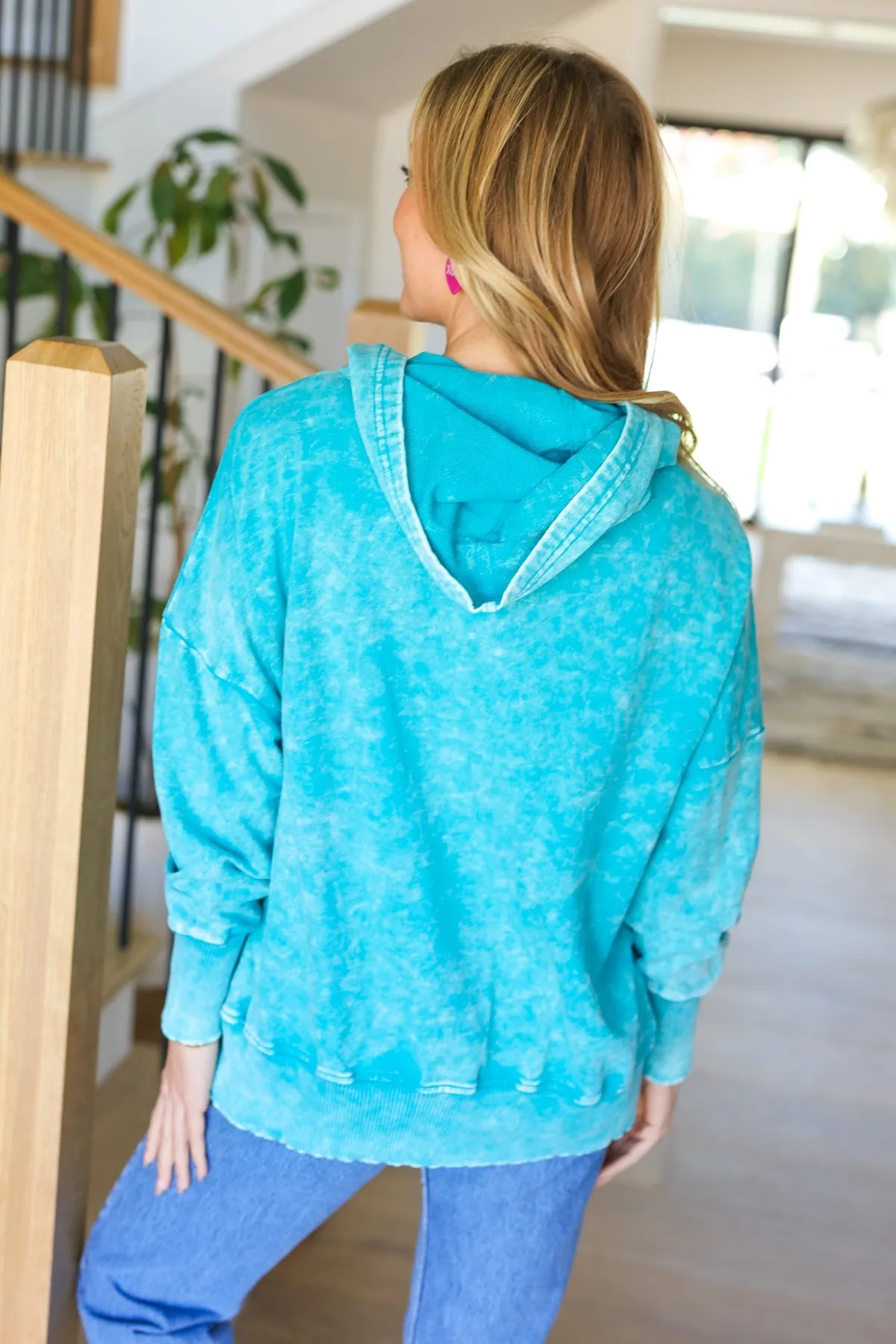 Call On Me Teal French Terry Snap Button Hoodie sold by Charming Charlie product image thumbnail 2