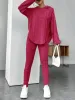 Round Neck Dropped Shoulder Hoodie and Pants Set sold by Charming Charlie