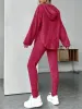 Round Neck Dropped Shoulder Hoodie and Pants Set sold by Charming Charlie