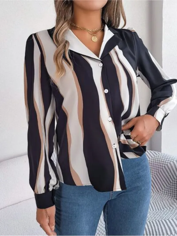 Printed Button Up Long Sleeve Shirt sold by Charming Charlie