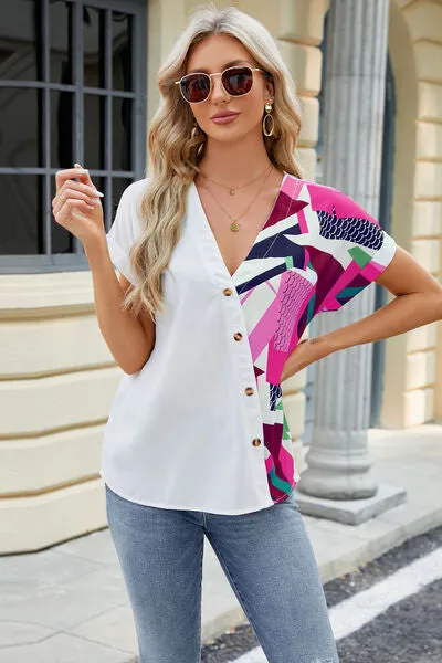 Printed Surplice Short Sleeve Blouse sold by Charming Charlie product image thumbnail 5