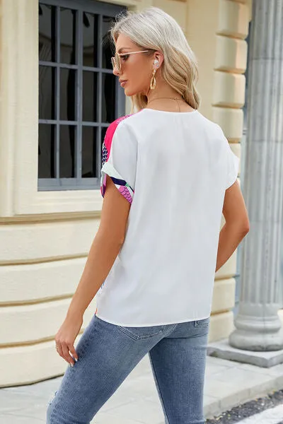 Printed Surplice Short Sleeve Blouse sold by Charming Charlie product image thumbnail 2