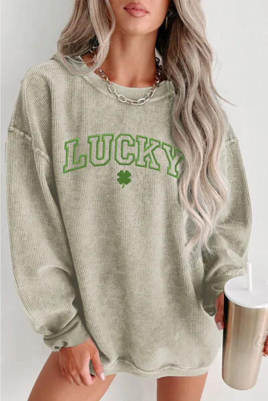 LUCKY Round Neck Dropped Shoulder Sweatshirt sold by Charming Charlie