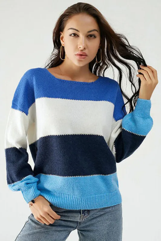 Color Block Dropped Shoulder Sweater sold by Charming Charlie