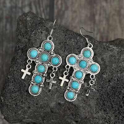 Artificial Turquoise Cross Shape Earrings sold by Charming Charlie product image thumbnail 3