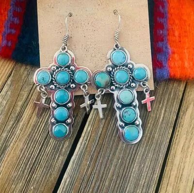 Artificial Turquoise Cross Shape Earrings sold by Charming Charlie product image thumbnail 4