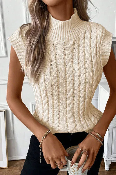 Cable-Knit Mock Neck Sweater Vest sold by Charming Charlie product image thumbnail 4