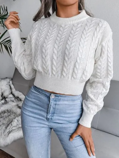 Cable-Knit Round Neck Sweater sold by Charming Charlie