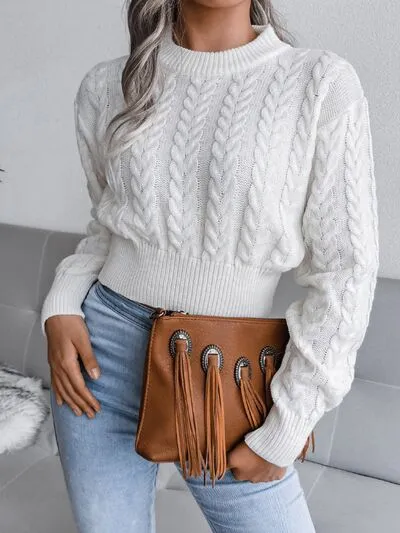 Cable-Knit Round Neck Sweater sold by Charming Charlie product image thumbnail 2