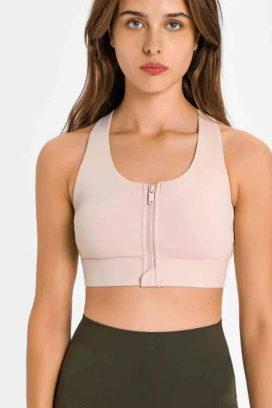 Zip Up Racerback Sports Bra sold by Charming Charlie