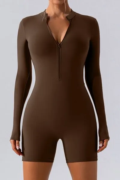 Half Zip Long Sleeve Active Romper sold by Charming Charlie product image thumbnail 4