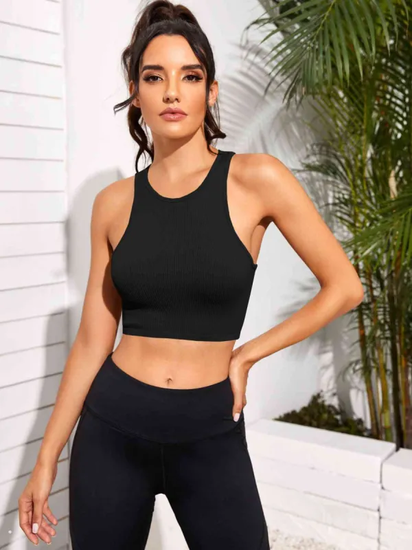 Cropped Round Neck Sports Tank Top sold by Charming Charlie