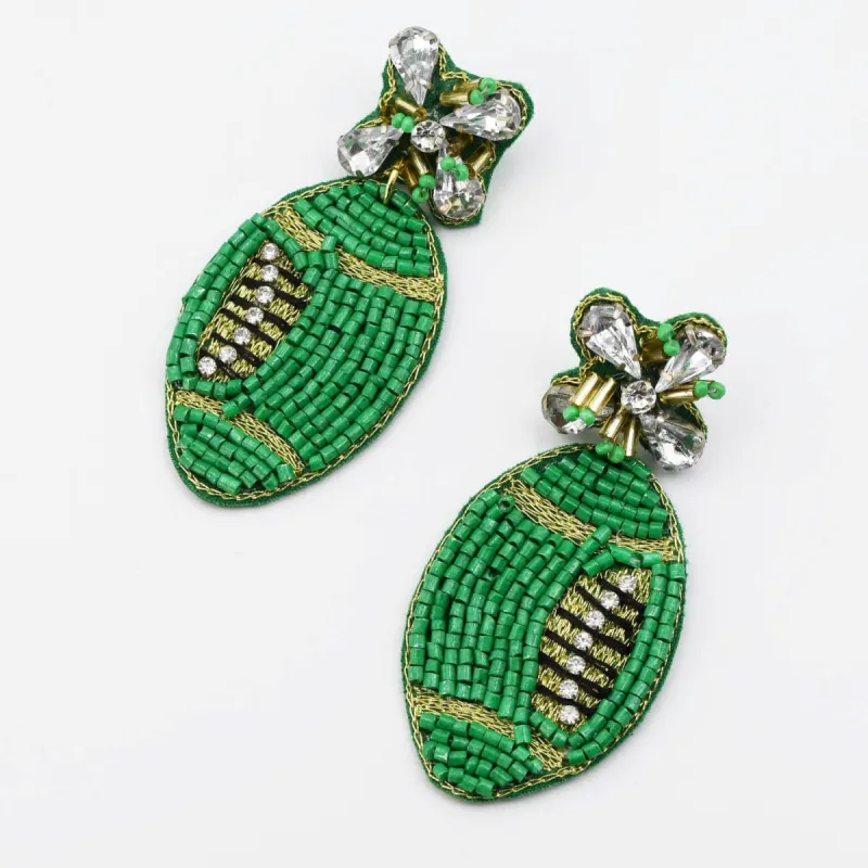 Green Football Beaded Earrings S29 sold by Charming Charlie