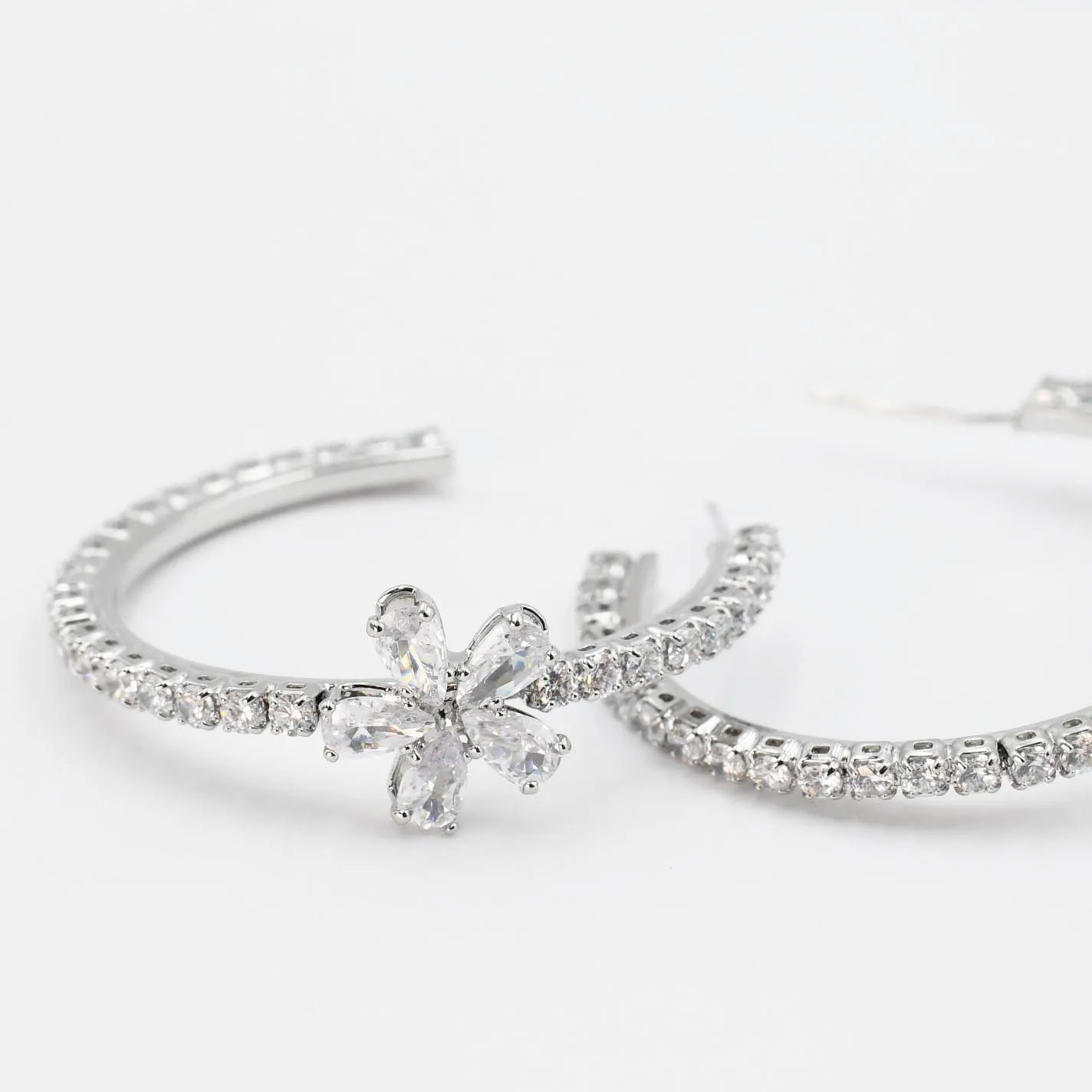 Crystal Flower Hoop Silver F26 sold by Charming Charlie product image thumbnail 2