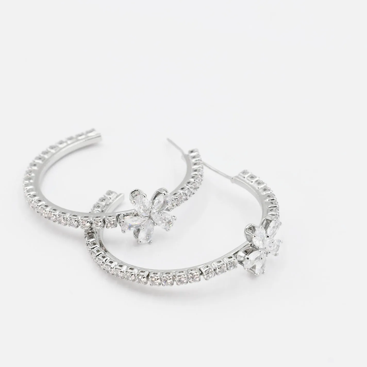 Crystal Flower Hoop Silver F26 sold by Charming Charlie product image thumbnail 3
