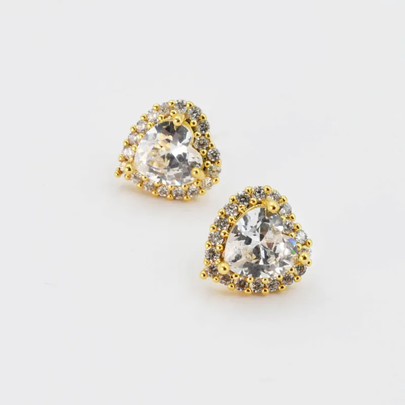 Crystal Heart Stud Gold sold by Charming Charlie