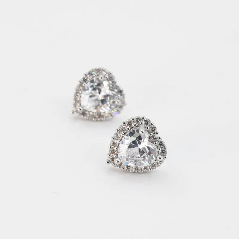 Crystal Heart Stud Silver sold by Charming Charlie