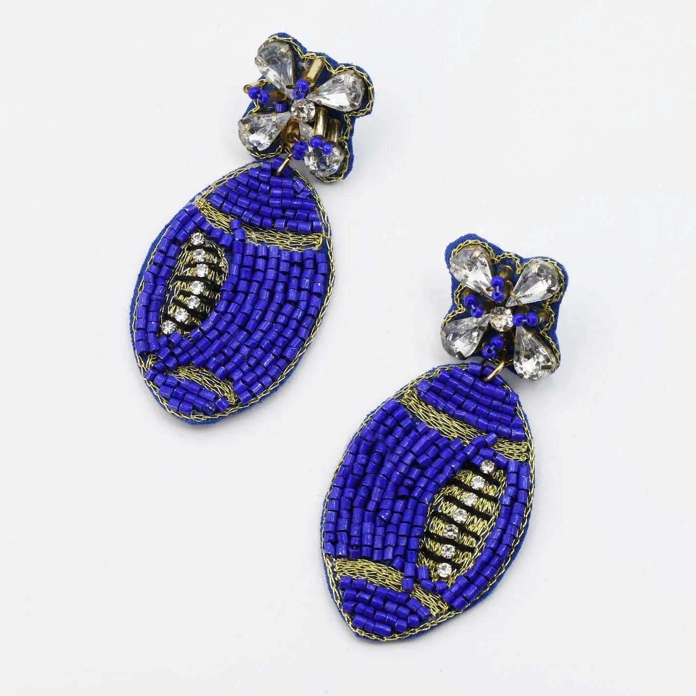 Royal Blue/Gold Football Earring S33 sold by Charming Charlie
