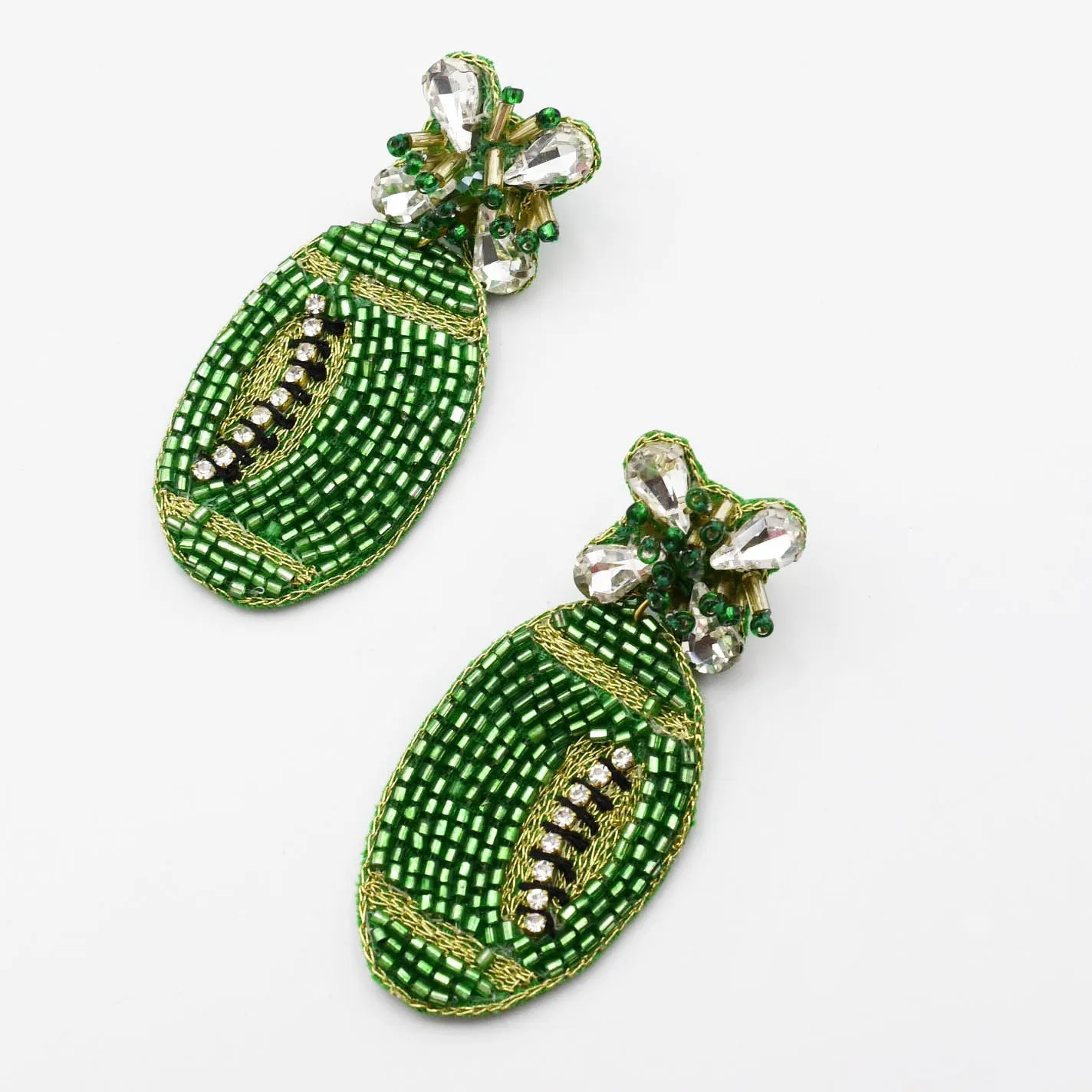 Sparkly Green Football Beaded Earring S28 sold by Charming Charlie