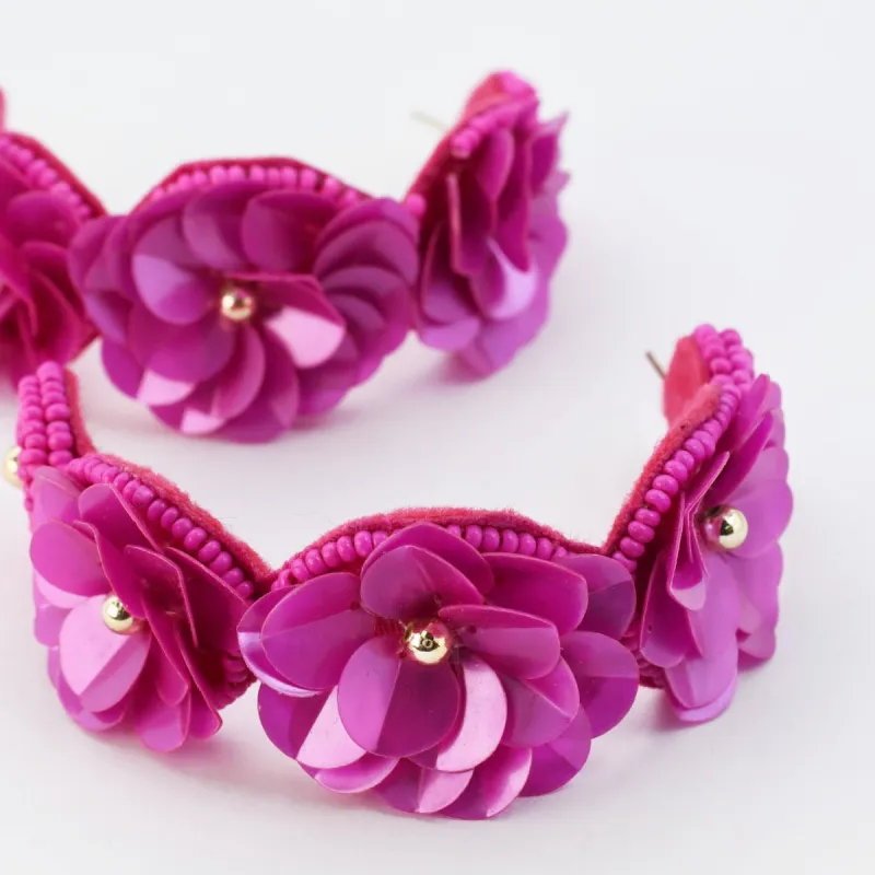 Multi Flower Hoop Fiushia D11 sold by Charming Charlie