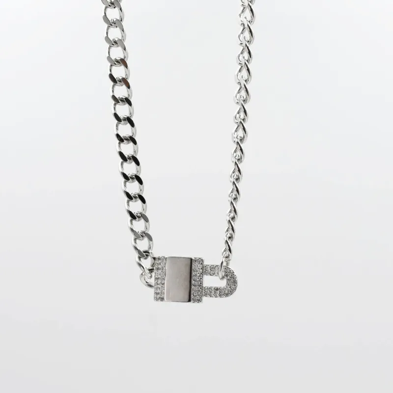 Pave Lock Chain Silver L12 sold by Charming Charlie