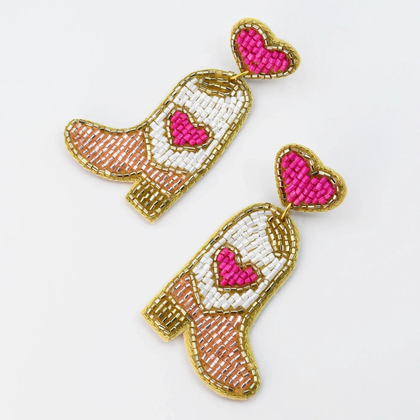 Pink Heart Boot Beaded Earrings B12 sold by Charming Charlie