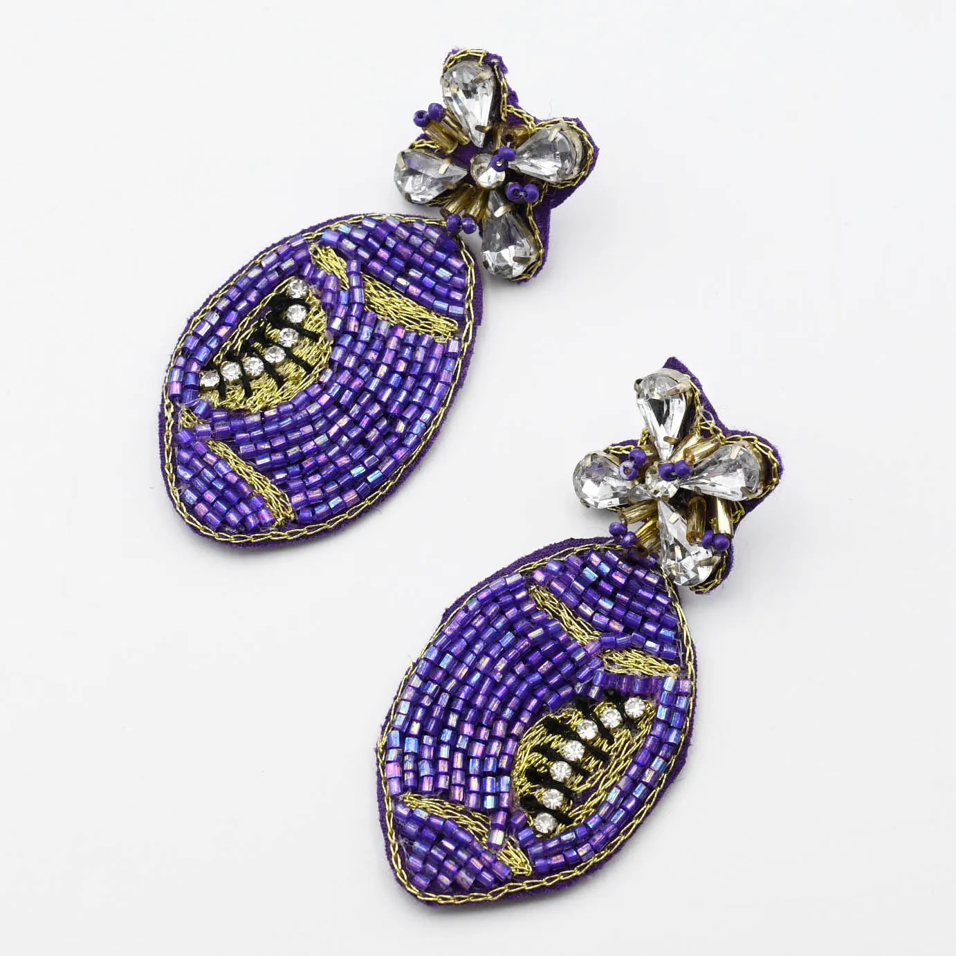 Purple Football Beaded Earrings S30 sold by Charming Charlie