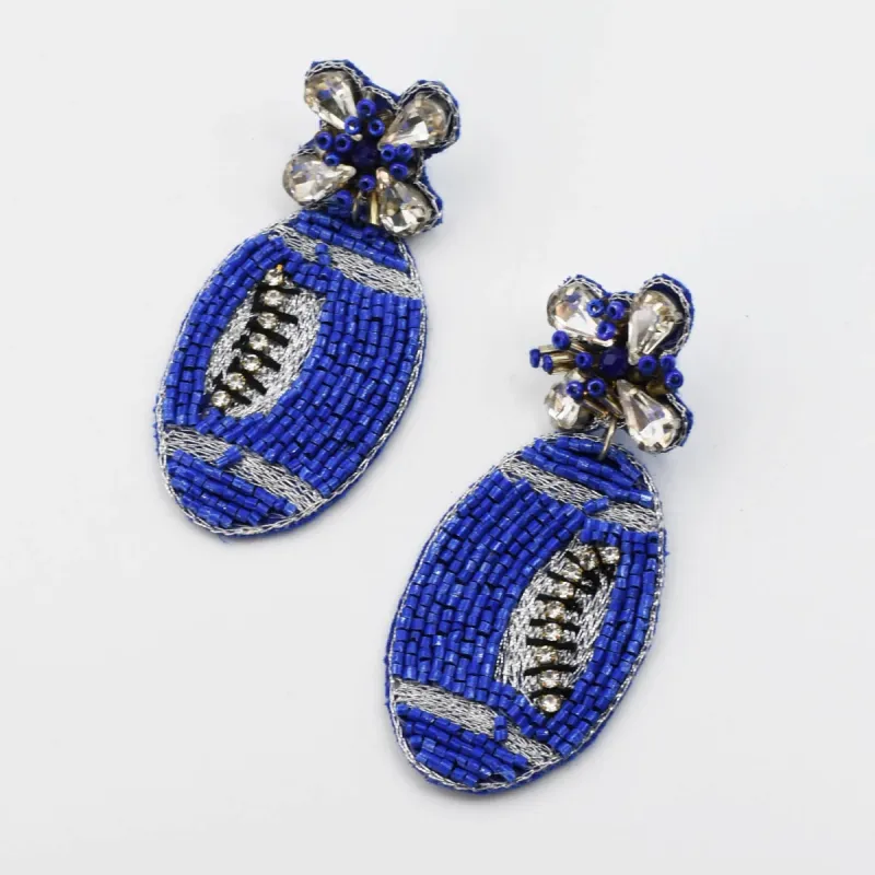 Royal Blue/Silver Football Earring S36 sold by Charming Charlie