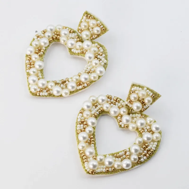 Pearl Heart Earrings C7 sold by Charming Charlie
