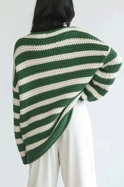 Striped Round Neck Dropped Shoulder Sweater sold by Charming Charlie product image thumbnail 5