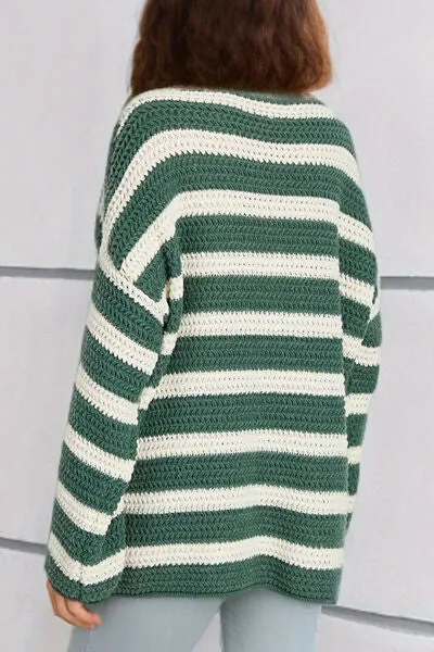 Striped Round Neck Dropped Shoulder Sweater sold by Charming Charlie product image thumbnail 2