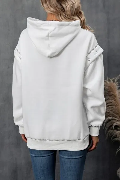 Drawstring Kangaroo Pocket Dropped Shoulder Hoodie sold by Charming Charlie product image thumbnail 5
