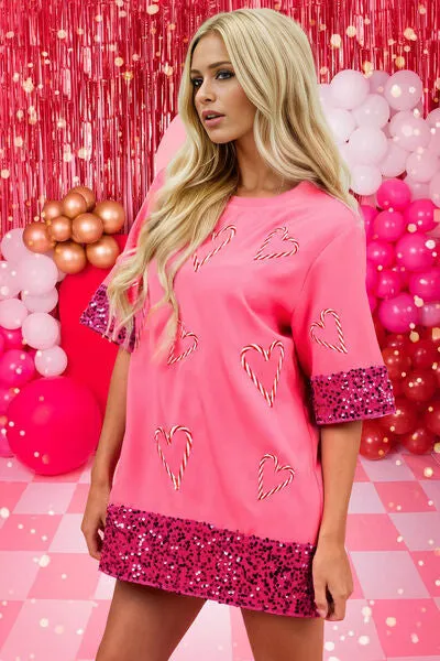 Candy Cane Sequin Half Sleeve T-Shirt sold by Charming Charlie product image thumbnail 3