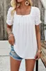 Eyelet Square Neck Puff Sleeve T-Shirt sold by Charming Charlie