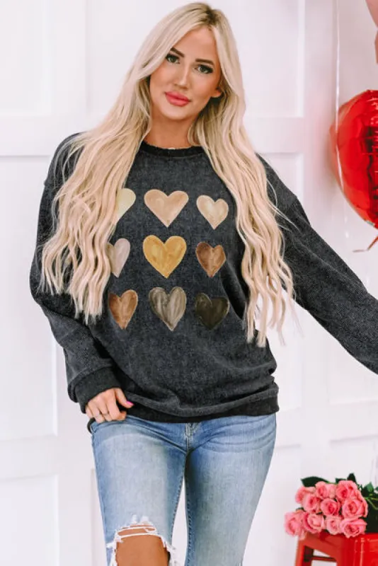 Heart Round Neck Dropped Shoulder Sweatshirt sold by Charming Charlie