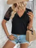 Bow Pattern V-Neck Short Sleeve T-Shirt sold by Charming Charlie