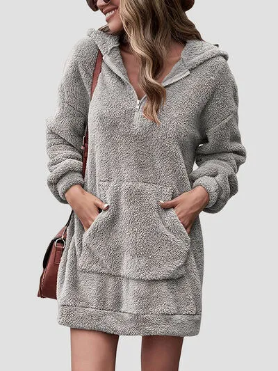 Half Zip Dropped Shoulder Oversized Hoodie sold by Charming Charlie product image thumbnail 4