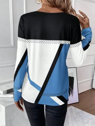 Contrast Round Neck Long Sleeve T-Shirt sold by Charming Charlie product image thumbnail 4