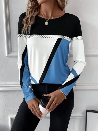 Contrast Round Neck Long Sleeve T-Shirt sold by Charming Charlie product image thumbnail 5