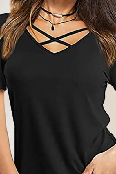 Crisscross Short Sleeve T-Shirt sold by Charming Charlie product image thumbnail 3