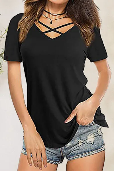 Crisscross Short Sleeve T-Shirt sold by Charming Charlie