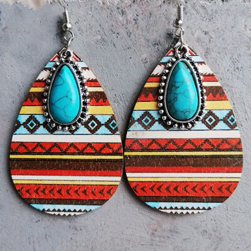 Artificial Turquoise Geometric Teardrop Earrings sold by Charming Charlie