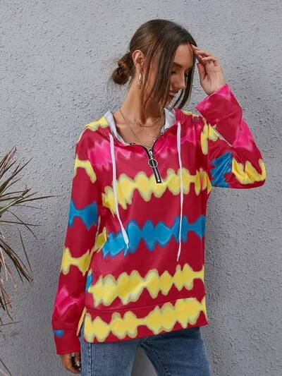 Contrast Quarter Zip Dropped Shoulder Hoodie sold by Charming Charlie product image thumbnail 5