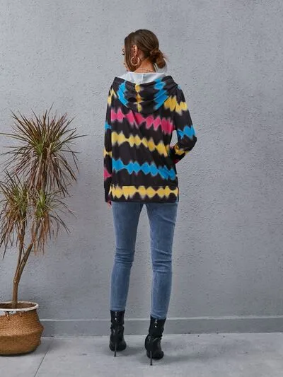 Contrast Quarter Zip Dropped Shoulder Hoodie sold by Charming Charlie product image thumbnail 2