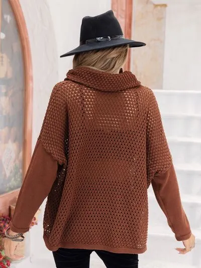 Openwork Mock Neck Dropped Shoulder Sweater sold by Charming Charlie product image thumbnail 2