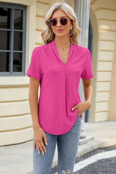 Eyelet Short Sleeve Blouse sold by Charming Charlie product image thumbnail 3