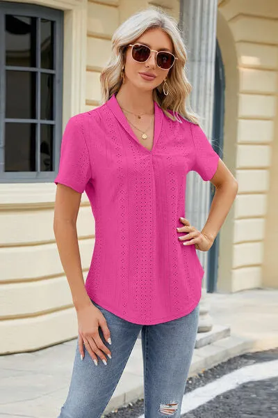 Eyelet Short Sleeve Blouse sold by Charming Charlie product image thumbnail 4