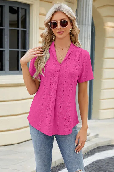 Eyelet Short Sleeve Blouse sold by Charming Charlie product image thumbnail 5