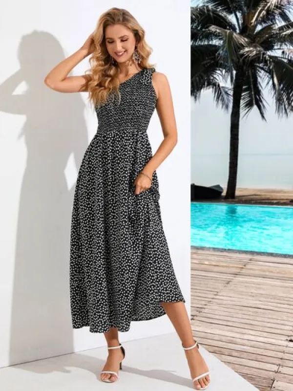 Printed Single Shoulder Midi Dress sold by Charming Charlie